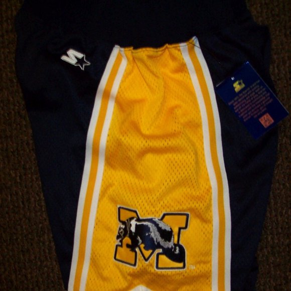 MICHIGAN WOLVERINES STARTER SHORTS BLUE & YELLOW - Picture 8 of 12